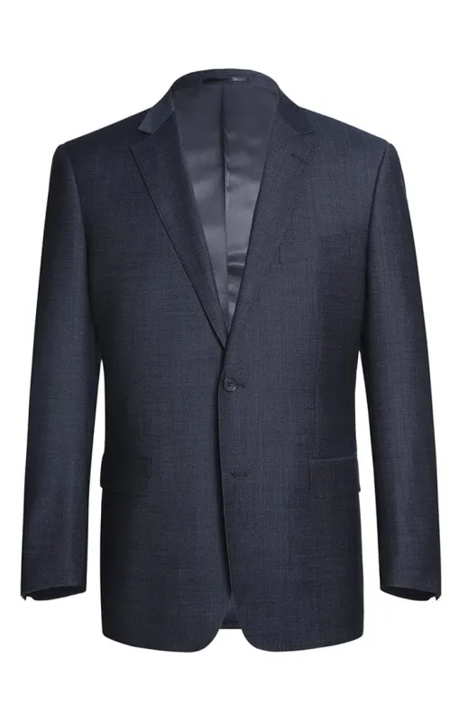 Wool Blend Regular Fit Suit 2 Piece Suit 2 Button in Navy made by Alberto Nardoni
