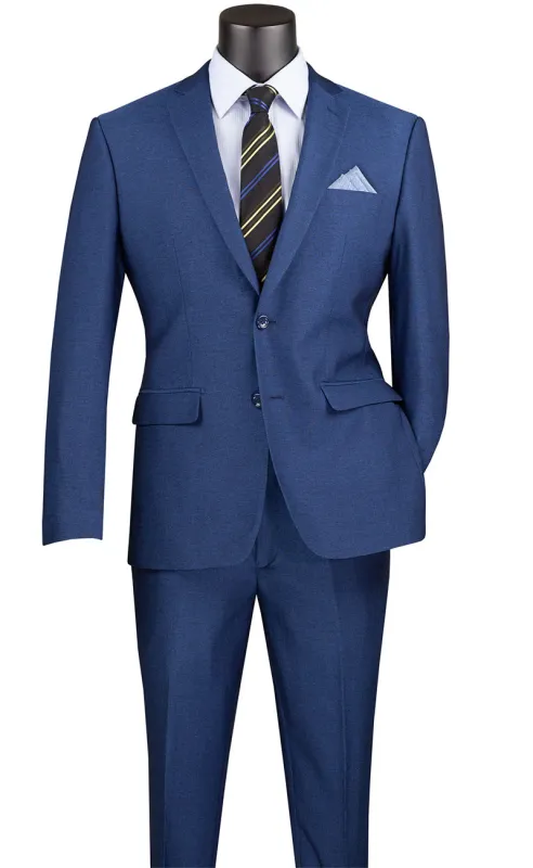 Men's Slim Fit 2 Piece Single Breasted 2 Button Design Blue made by Alberto Nardoni