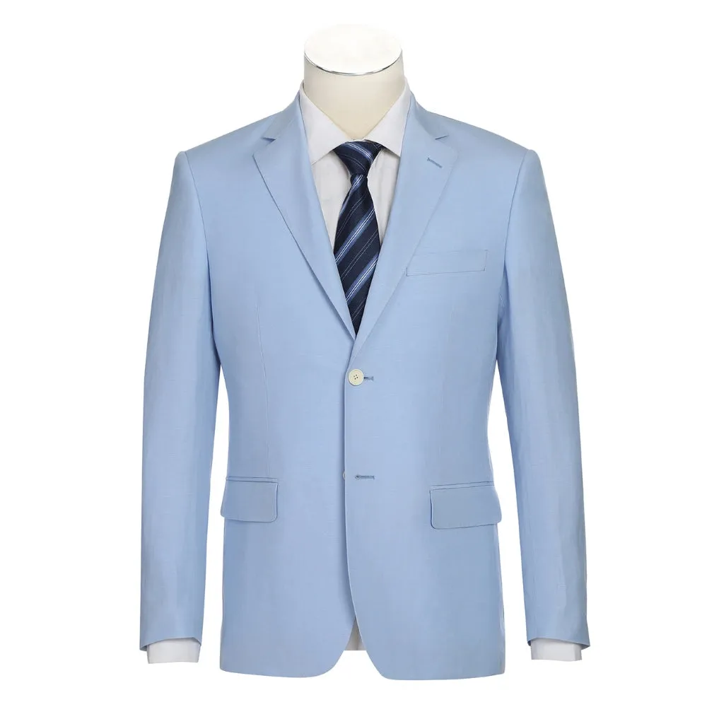 Men's Blue 2-Piece Slim Fit Linen Suit sold by Alberto Nardoni