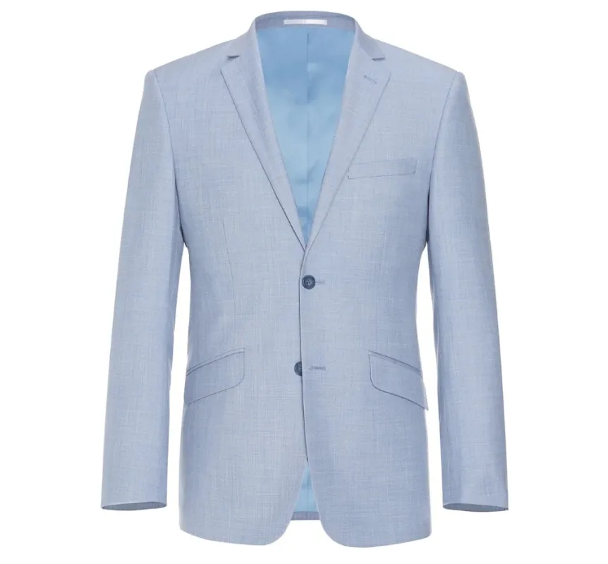 Men's Light Blue 2-Piece Slim Fit Single Breasted Notch Lapel Suit made by Alberto Nardoni