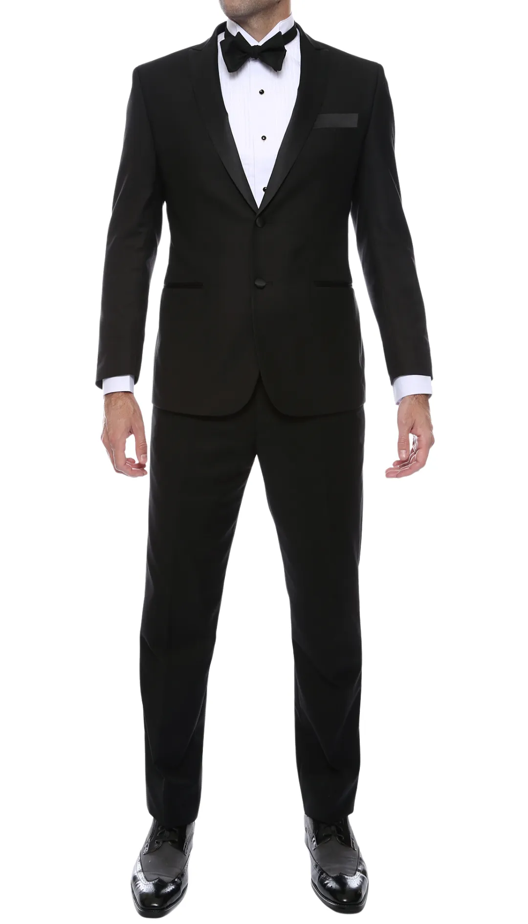 Debonair Black Slim Fit Peak Lapel 2 Piece Tuxedo Suit Set sold by Alberto Nardoni