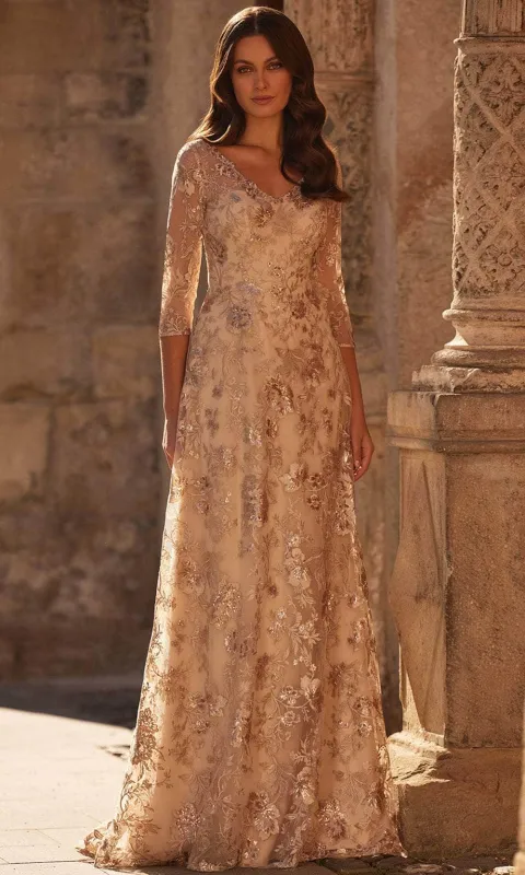 La Femme 30803 Sheer Sleeve Lace Evening Gown made by La Femme