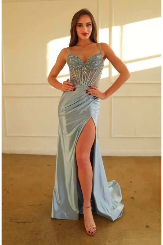 High Couture HC1027 Pleated Long Formal Prom Dress made by Alberto Nardoni