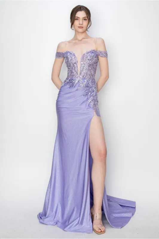 High Couture MJ1018 Prom Long Formal Glitter Applique Dress made by Alberto Nardoni