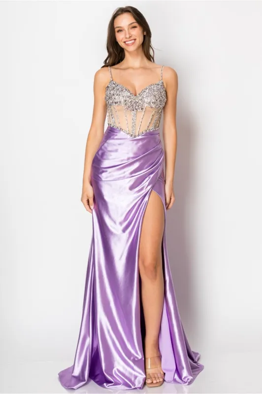 High Couture NR2405 Fitted Long Formal Slit Evening Dress made by Alberto Nardoni