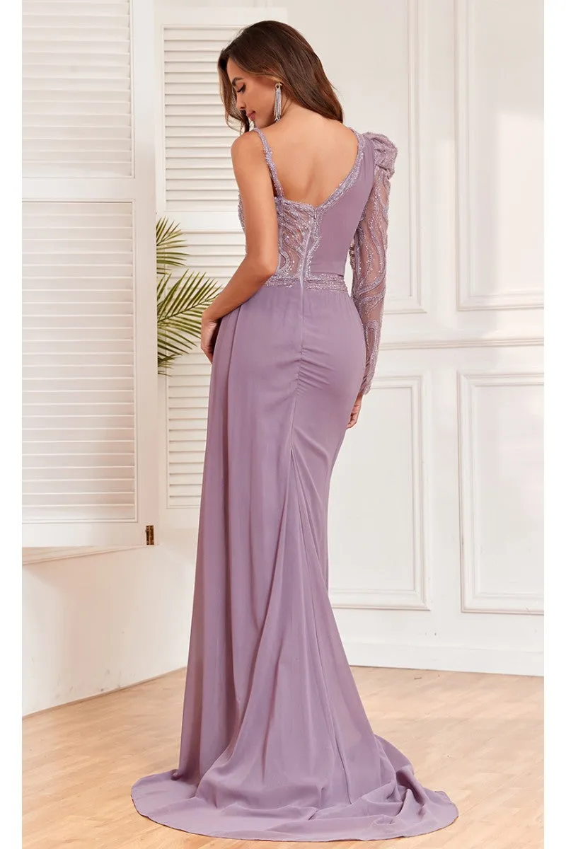 High Couture NR2313 Fitted Slit Formal Long Evening Beaded Dress sold by Alberto Nardoni product image thumbnail 2