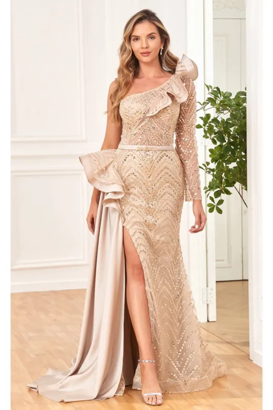 High Couture NR2286 Fitted Long Formal Beaded Sequin Evening Dress made by Alberto Nardoni