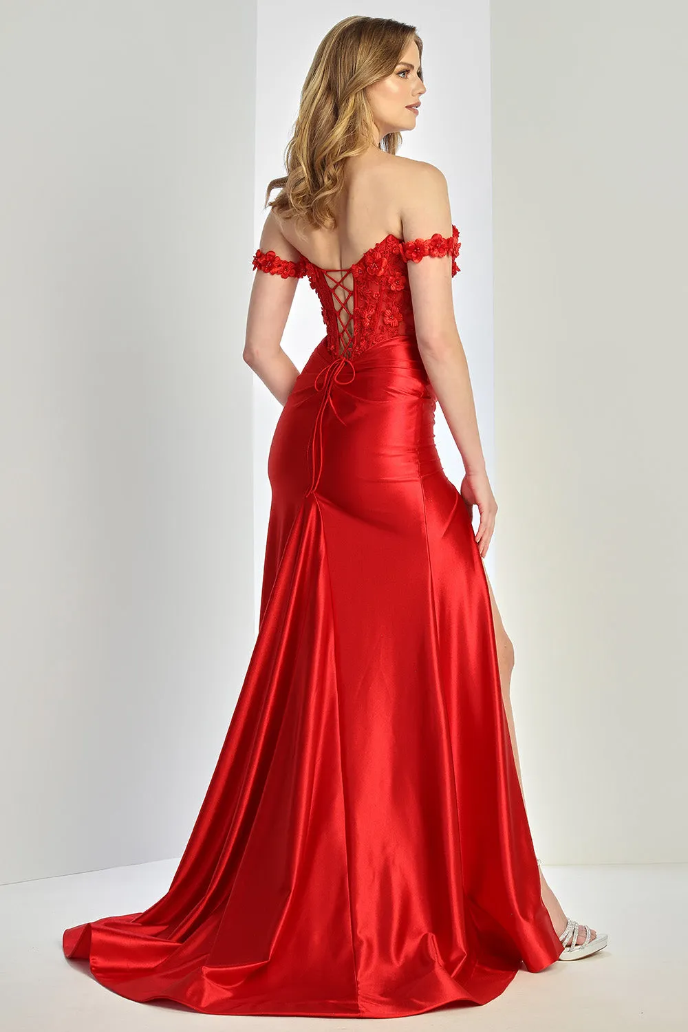 Adora Design 3293 Long Fitted Lace Applique Corset Prom Dress sold by Alberto Nardoni product image thumbnail 4