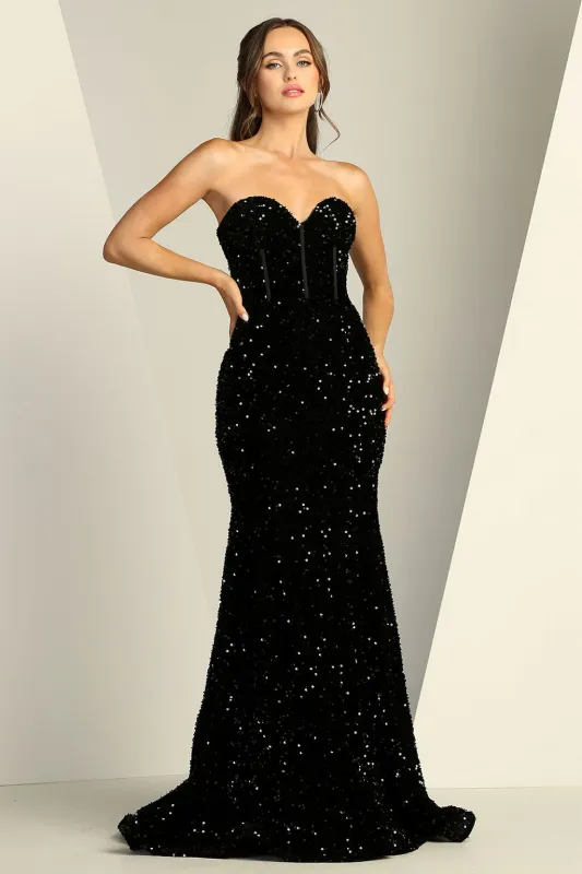 Adora Design 3112 Strapless Glitter Sequin Long Formal Prom Dress made by Alberto Nardoni