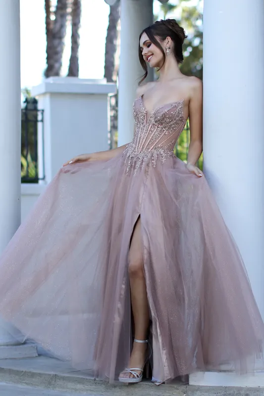 Adora Design 3269 Strapless Beaded A-Line Corset Prom Dress made by Alberto Nardoni