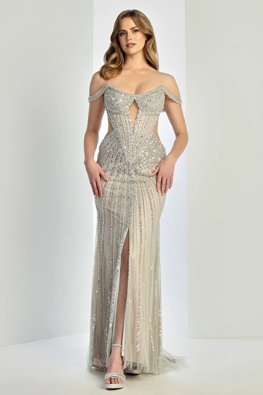 Adora Design 3271 Long Fitted Off Shoulder Sequin Formal Dress sold by Alberto Nardoni product image thumbnail 5