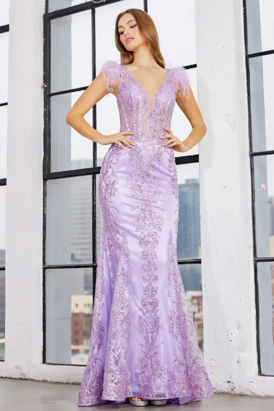 Adora Design 3148 Glitter Printed Mermaid Long Formal Prom Dress made by Alberto Nardoni