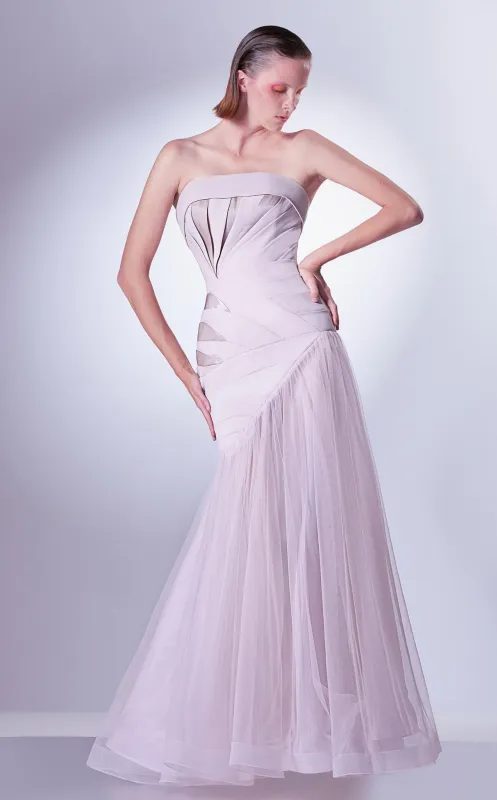 Gaby Charbachy G1343 Blush One-Shoulder Pleated Gown by MNM Couture made by MNM Couture
