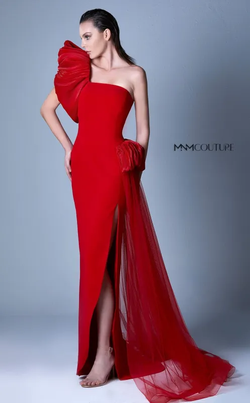 Gaby Charbachy G1096 One Shoulder Slit Couture Evening Dress made by MNM Couture