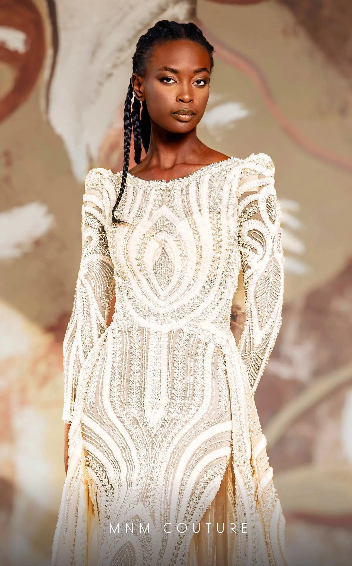 MNM Couture K4148 Champagne Long-Sleeve Gown sold by Alberto Nardoni product image thumbnail 3