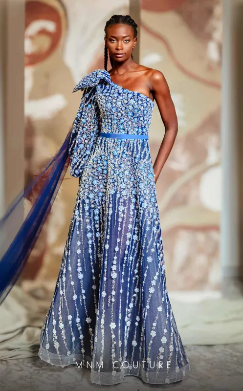 MNM Couture K4147 Sophisticated Blue Embellished Evening Gown made by MNM Couture