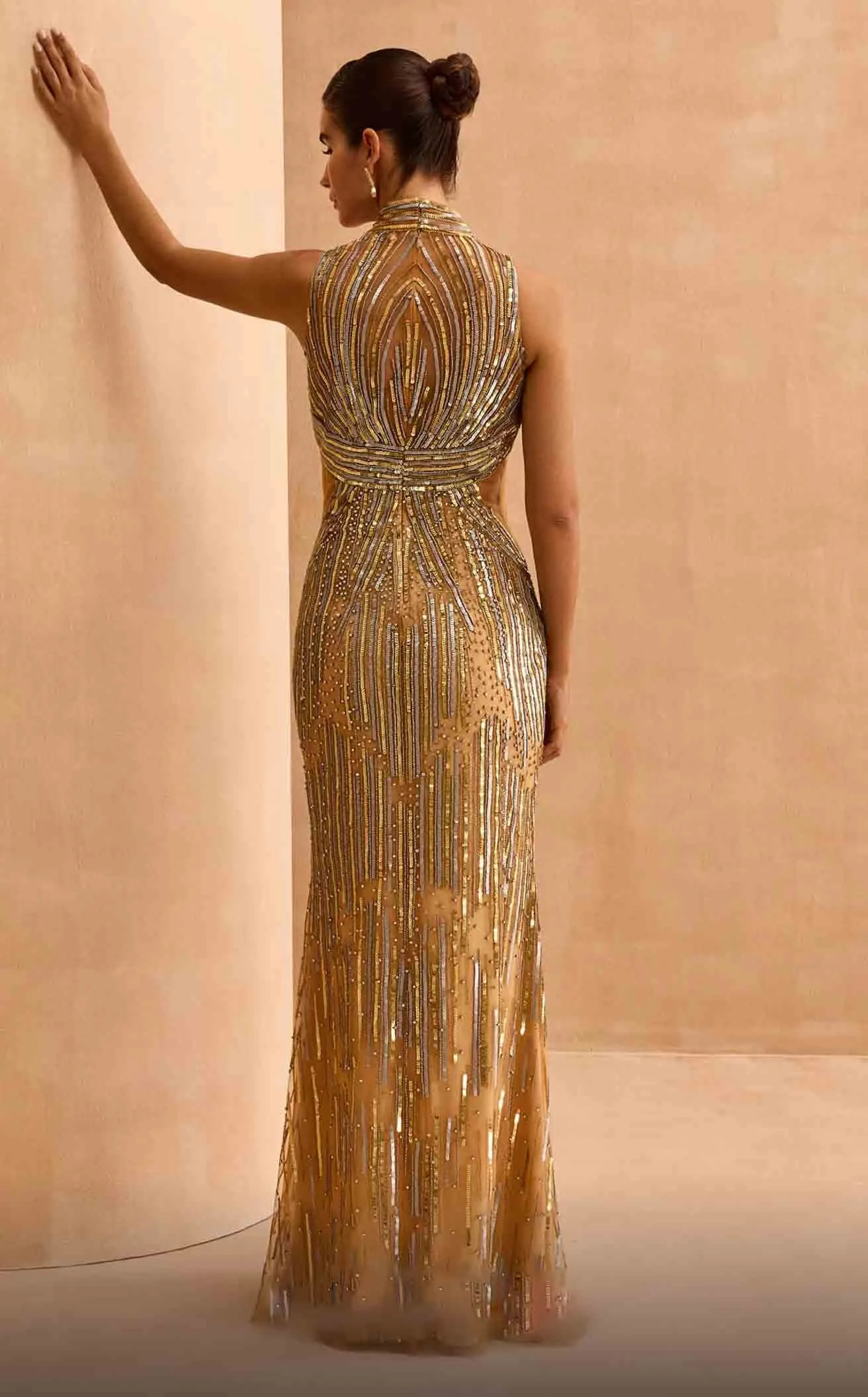 MNM Couture M1145 Embellished Sheer Cape Sleeve Gown – Black sold by Alberto Nardoni product image thumbnail 3