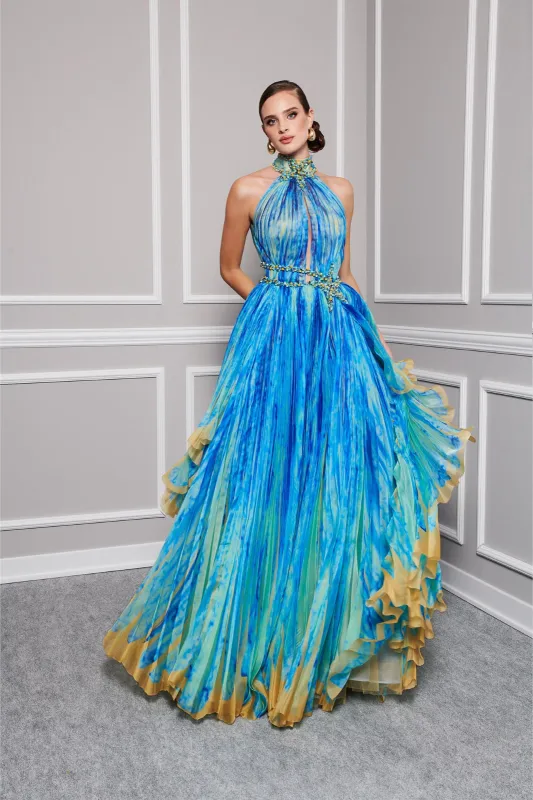 Fouad Sarkis 2822 Embroidered Organza Evening Dress made by MNM Couture