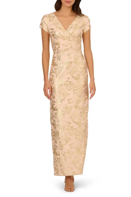 Adrianna Papell Champagne Gold Long Evening Dress made by Adrianna Papell