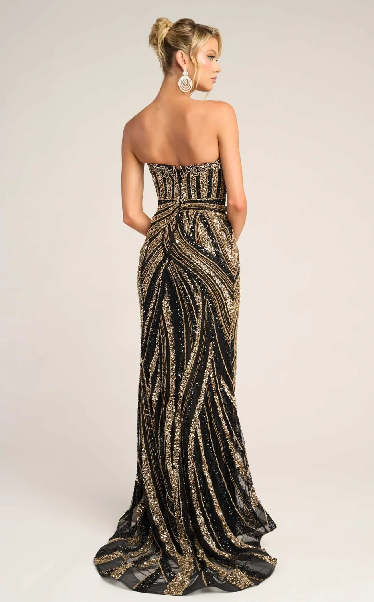 Portia & Scarlett PS26418C Strapless Sequin Evening Gown with Slit Sparkly Formal Prom Dress sold by Alberto Nardoni product image thumbnail 2