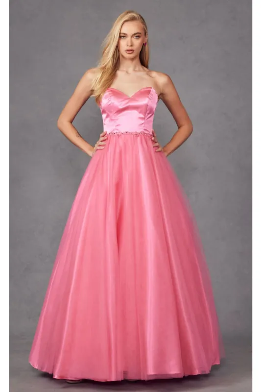 Strapless Tulle Gown with Lace-Up Detail by Juliet 265 made by Alberto Nardoni