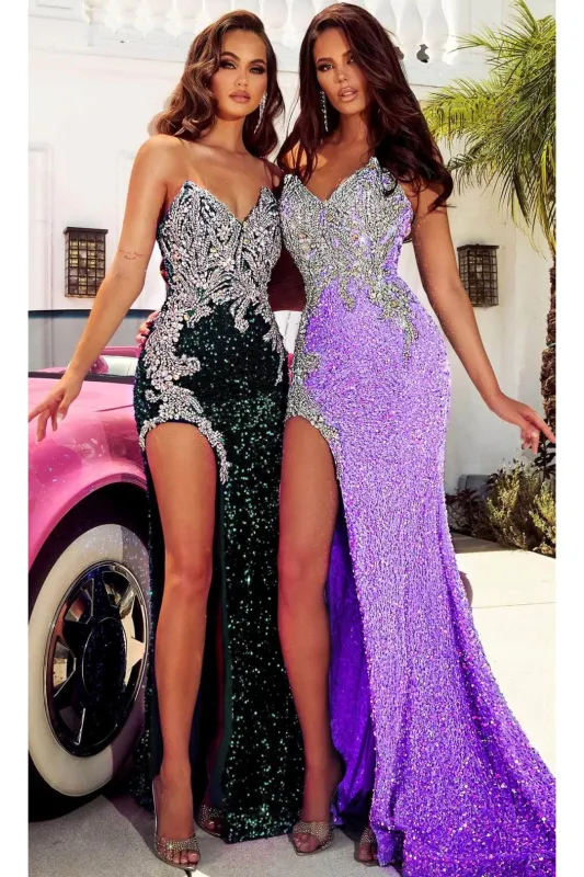 Portia and Scarlett PS23645 Long Bejeweled Prom Gown with High Slit made by Alberto Nardoni