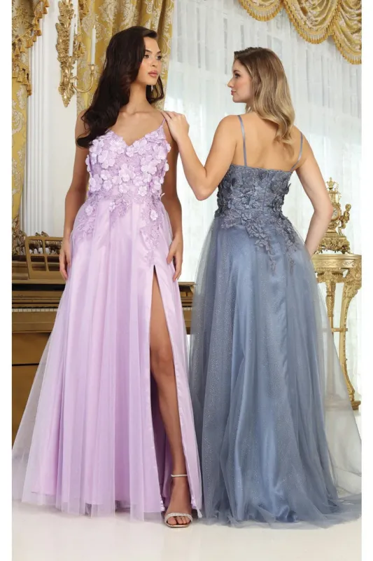 May Queen MQ2016 Sleeveless 3D Floral Embellished Pageant Evening Gown made by May Queen