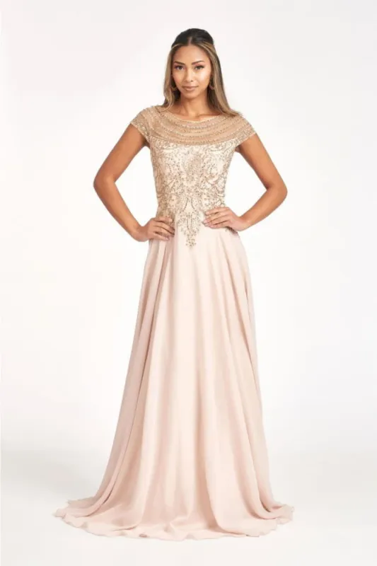 Embellished Chiffon Gown by Elizabeth KGL3065 made by Alberto Nardoni