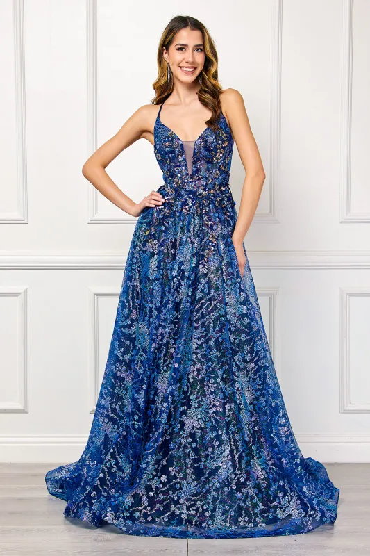 Formal Dress V-Neck Sequin Sleeveless Prom Gown By Amelia Couture 4050 made by Alberto Nardoni