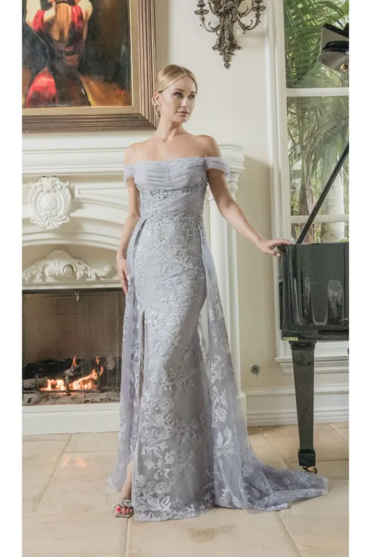 Royal Queen RQ8053 Off Shoulder Lace Applpique Pageant Formal Dress made by Alberto Nardoni
