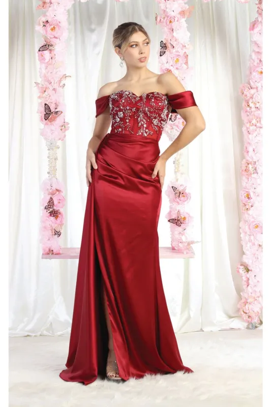 May Queen MQ1977 Sheer Bodice Red Carpet Gown-New Collection made by May Queen