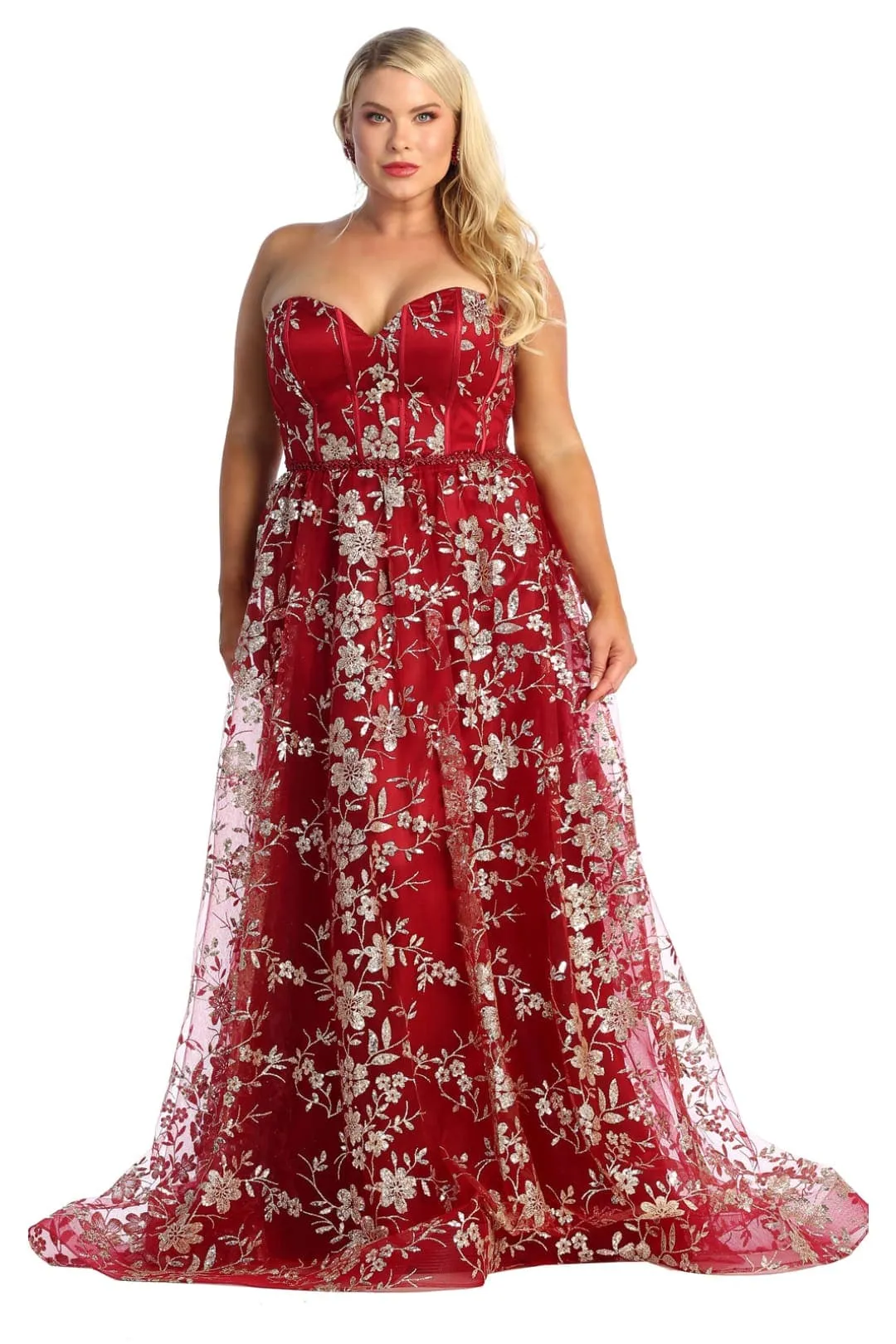 Sweetheart Prom Dress Floral Embroidered Long Strapless Evening Gown-New Collection sold by Alberto Nardoni product image thumbnail 3
