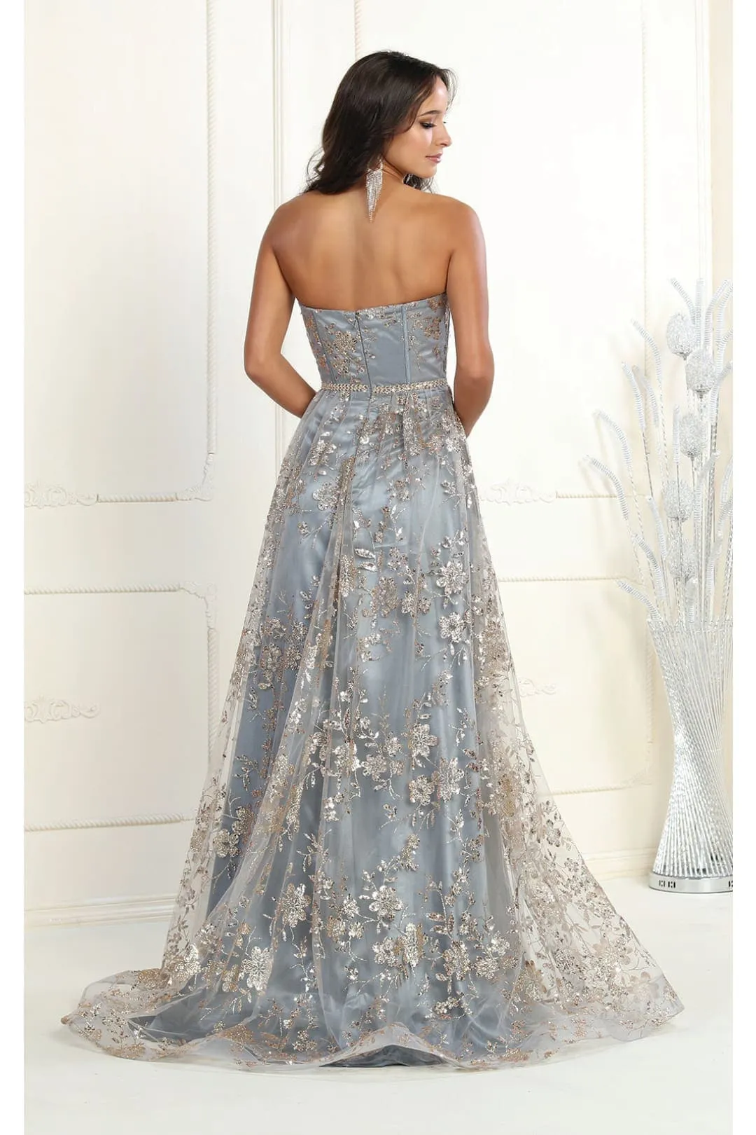 Sweetheart Prom Dress Floral Embroidered Long Strapless Evening Gown-New Collection sold by Alberto Nardoni product image thumbnail 4