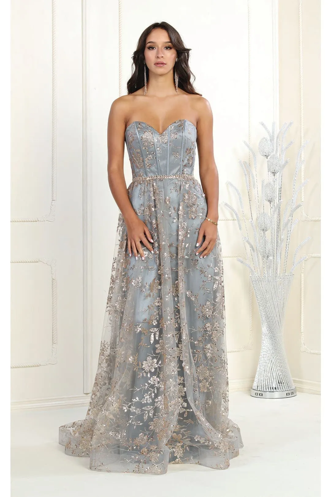 Sweetheart Prom Dress Floral Embroidered Long Strapless Evening Gown-New Collection sold by Alberto Nardoni