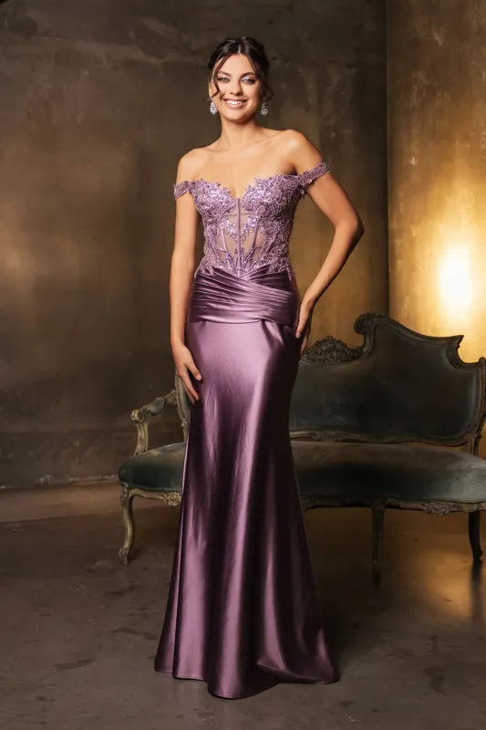 Gala Night Dress Off Shoulder Mermaid Prom Dress By May Queen MQ2141 made by May Queen
