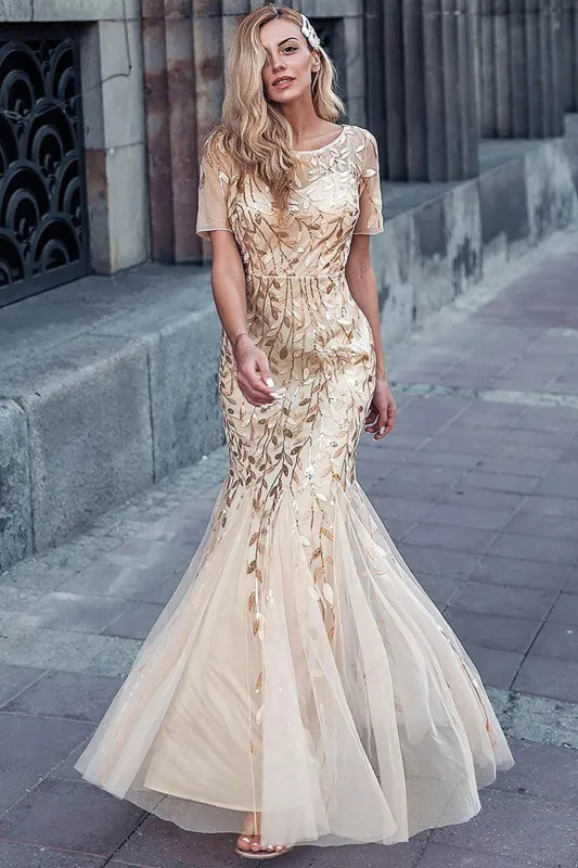Embroidered Short Sleeve Mother of the Bride Gown & Plus Size Dress made by Alberto Nardoni