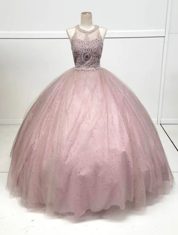 Chicas YG5014 Glitter Formal Wine BallDress Illusion Floor-Length Tulle Dress made by Alberto Nardoni