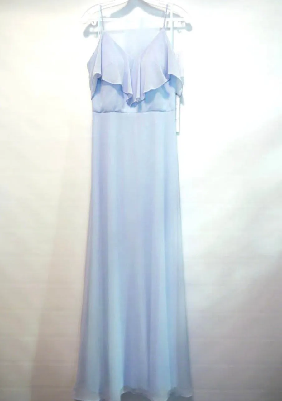 Chicas DM4004 Elegant Navy A-Line Spaghetti-Strap Long Ruffled Chiffon Dress sold by Alberto Nardoni