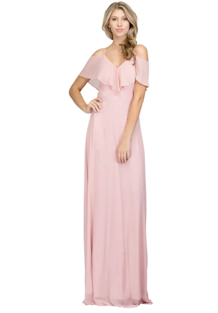Chicas DM4004 Elegant Navy A-Line Spaghetti-Strap Long Ruffled Chiffon Dress sold by Alberto Nardoni product image thumbnail 2