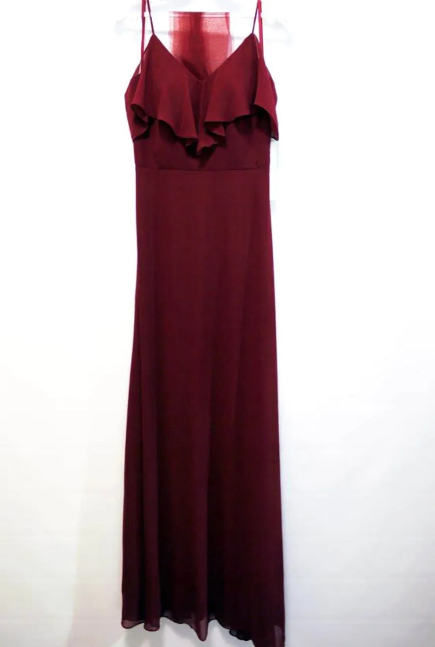 Chicas DM4004 Elegant Navy A-Line Spaghetti-Strap Long Ruffled Chiffon Dress sold by Alberto Nardoni product image thumbnail 3