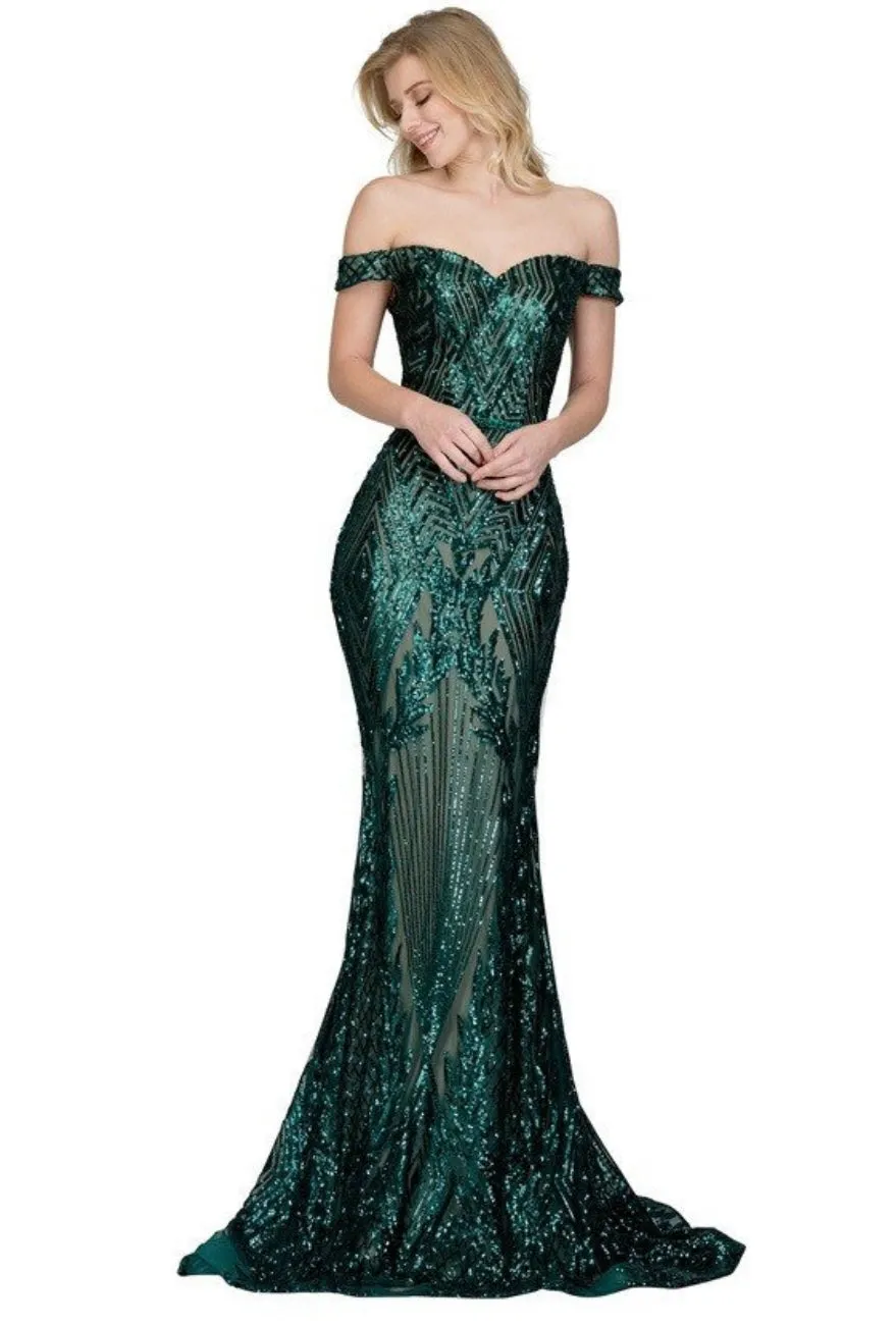 Chicas BT9014 Prom Emerald Mermaid Floor-Length Sequin Mesh Dress sold by Alberto Nardoni product image thumbnail 2