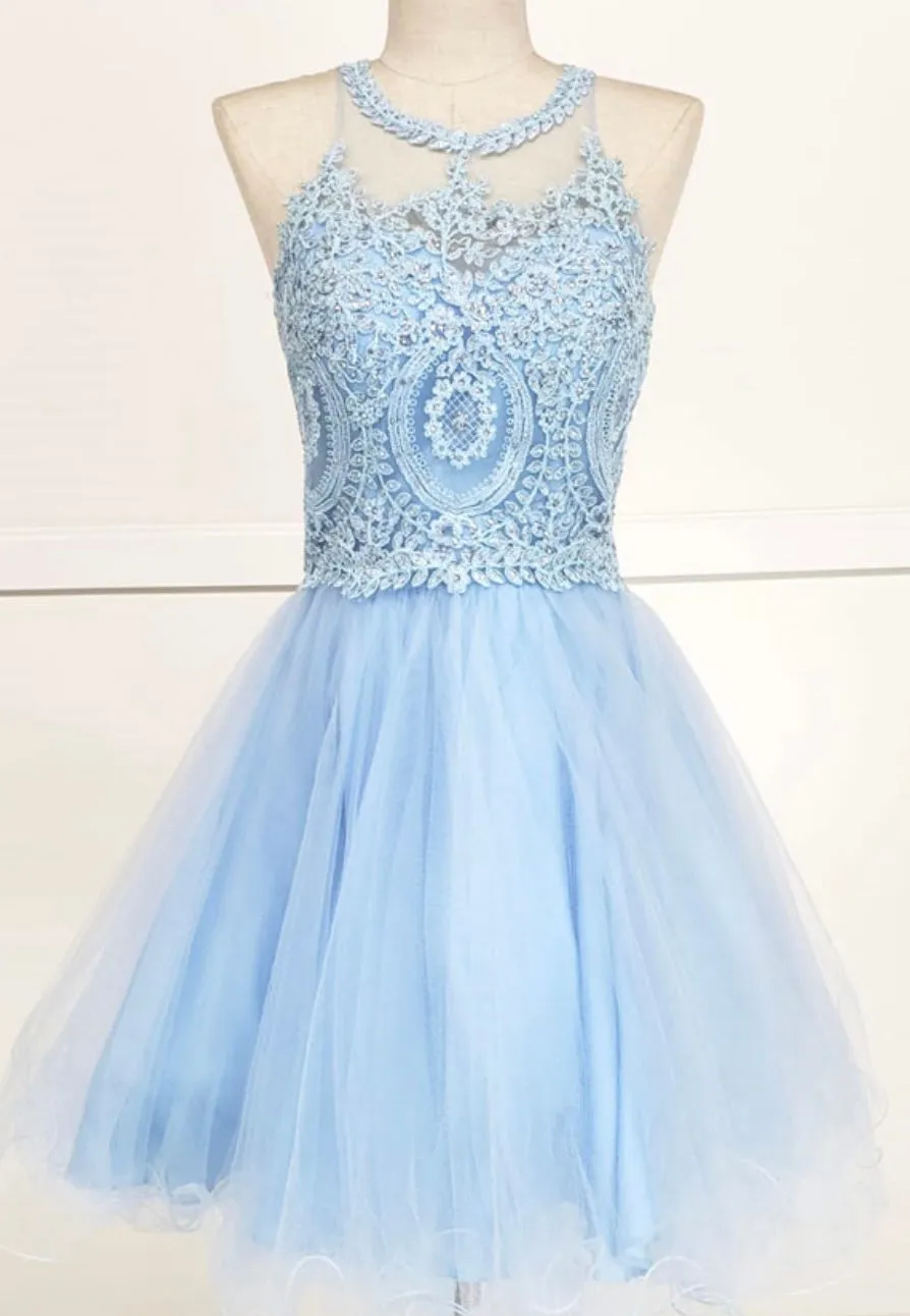 Chicas DM4002 Elegant Formal Halter Short Appliqué Style Tulle Dress sold by Alberto Nardoni product image thumbnail 2