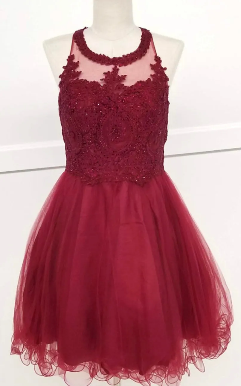 Chicas DM4002 Elegant Formal Halter Short Appliqué Style Tulle Dress sold by Alberto Nardoni product image thumbnail 3