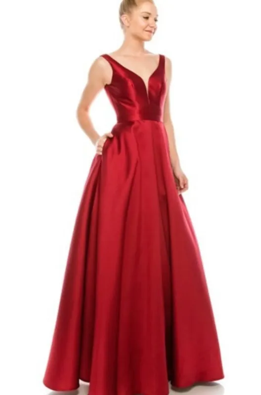 Chicas C9188 Elegant Prom BallDress Pocket Strappy Style Satin Dress made by Alberto Nardoni