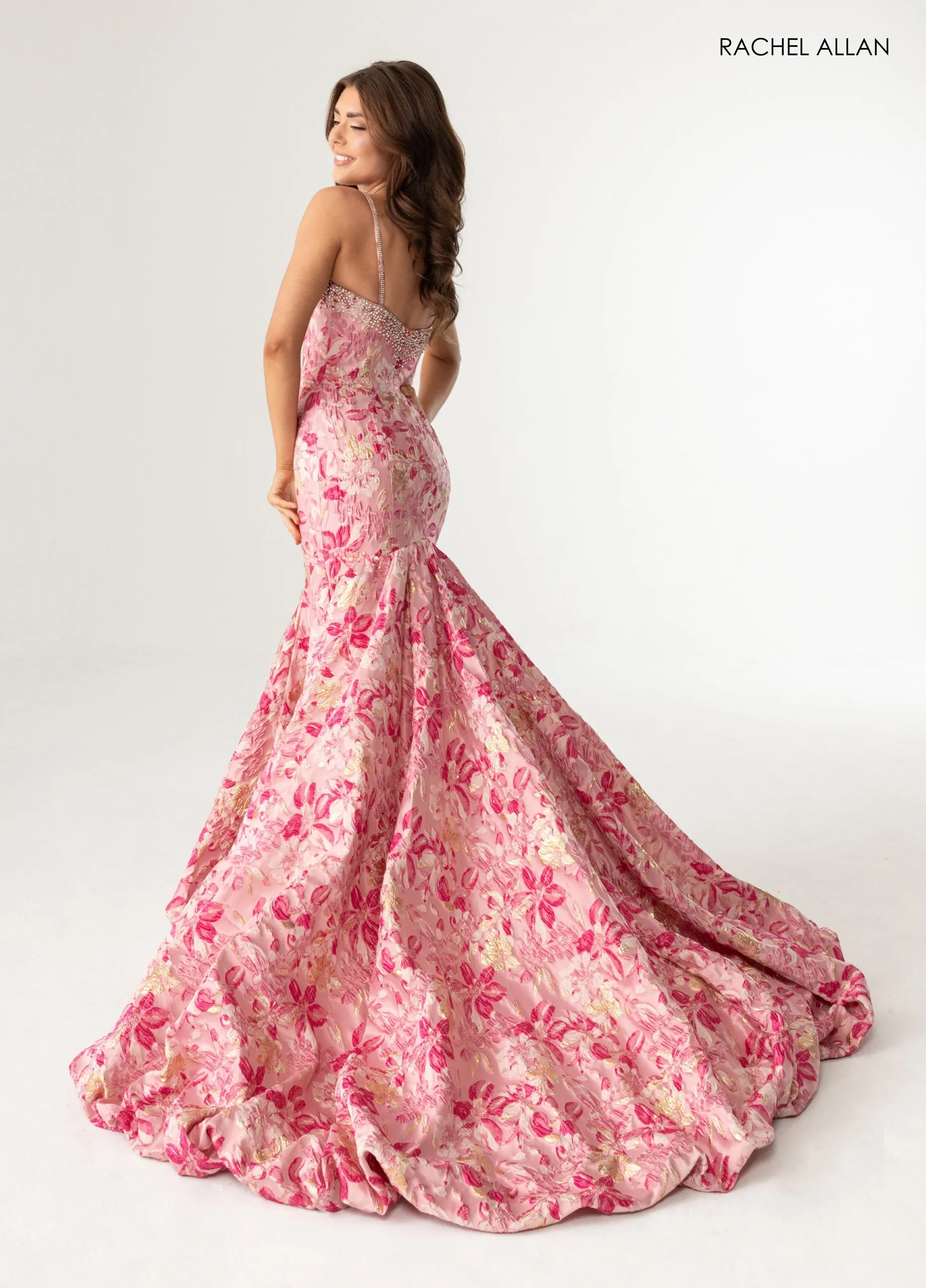 Print Sleeveless Mermaid Dress by Rachel Allan 70988 sold by Alberto Nardoni product image thumbnail 3