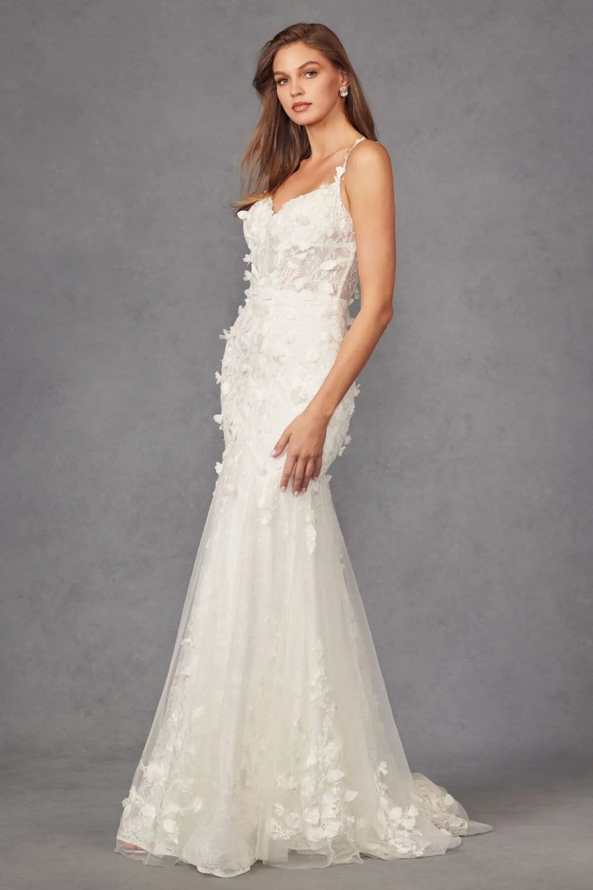 Juliet 2475UW 3D Floral Tulle Appliqué Mermaid Dress with Corset Bodice sold by Alberto Nardoni product image thumbnail 4
