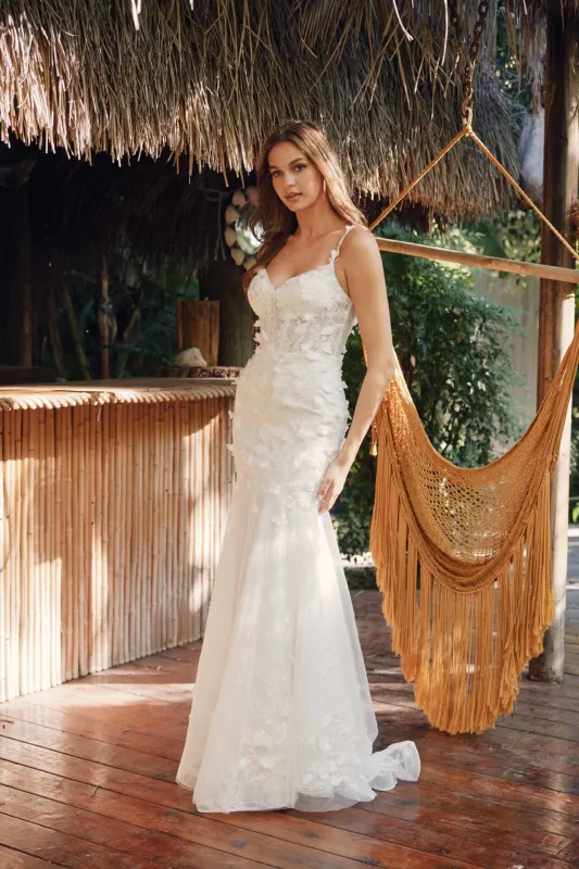 Juliet 2475UW 3D Floral Tulle Appliqué Mermaid Dress with Corset Bodice made by Alberto Nardoni