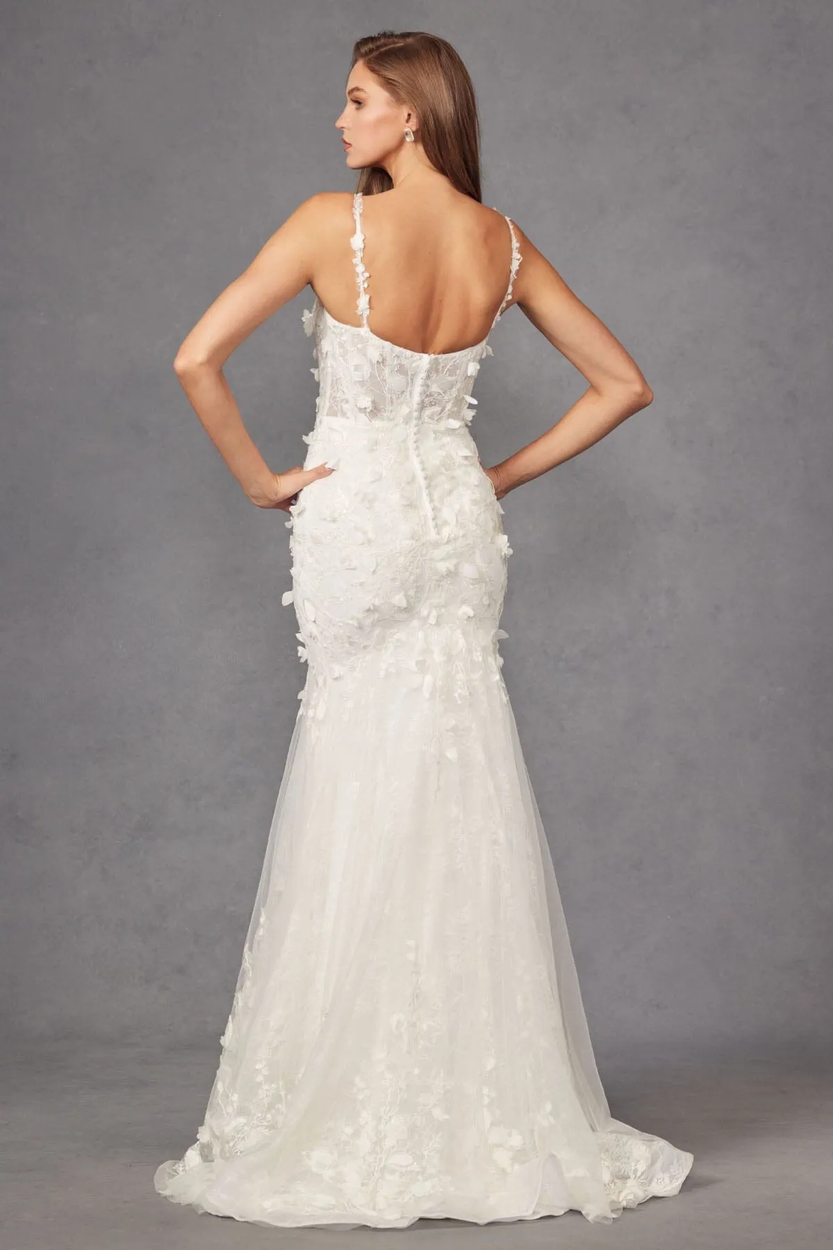 Juliet 2475UW 3D Floral Tulle Appliqué Mermaid Dress with Corset Bodice sold by Alberto Nardoni product image thumbnail 5
