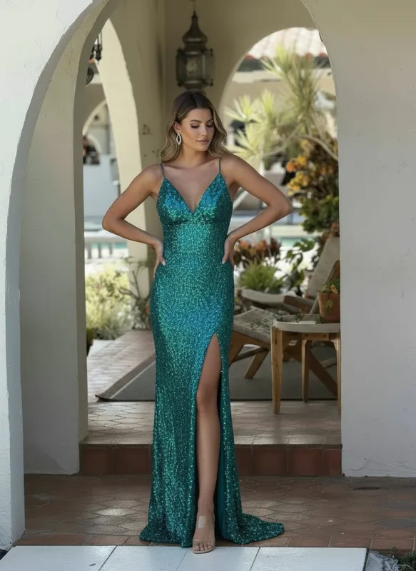 Primavera Couture 4306 - Sequin Lace Prom Gown made by Primavera Couture