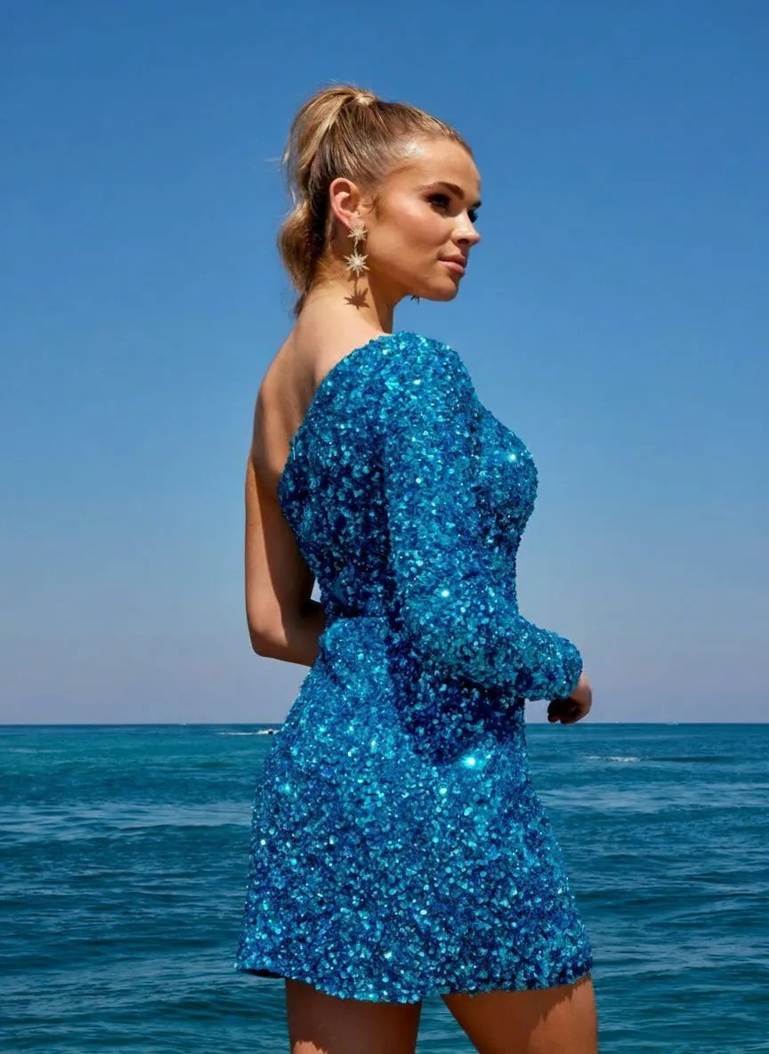 Primavera Couture 3860 - Sequin One-Shoulder Homecoming Dress sold by Alberto Nardoni product image thumbnail 2